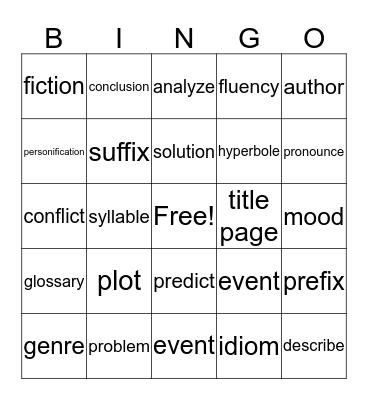 Vocabulary Practice Bingo Card