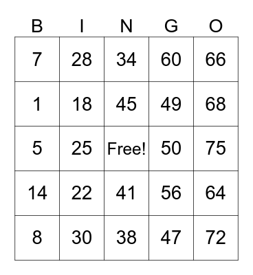 Bingo Card