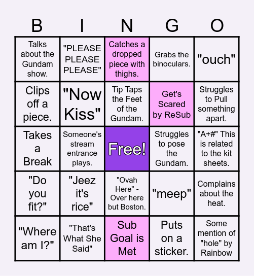 Gunpla Bingo Card