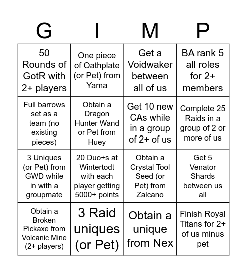 GIM Group Bingo Card