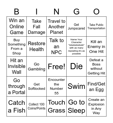 Any Game Bingo Card