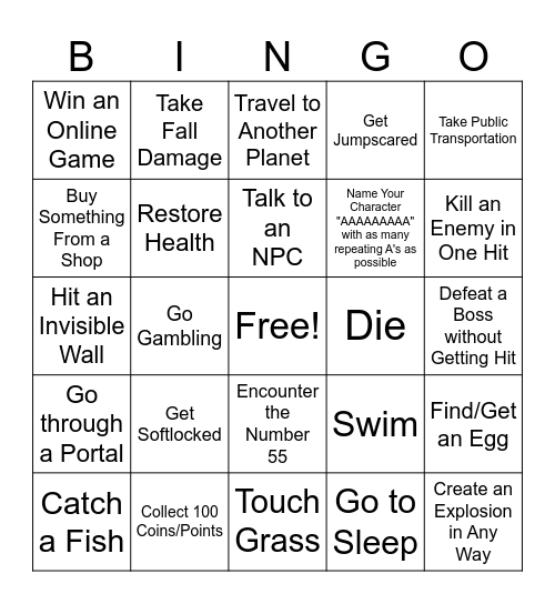 Any Game Bingo Card
