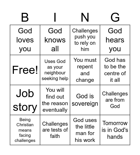 What will the pastor say? Bingo Card