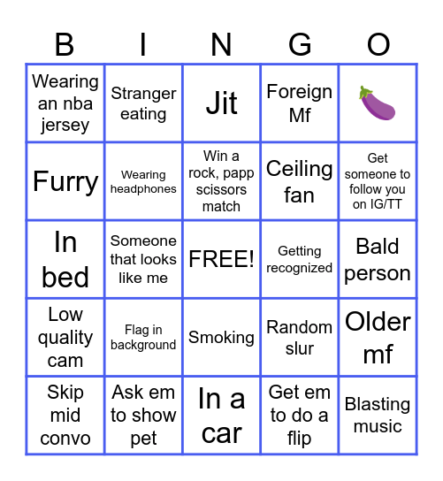 Omegle Bingo Card