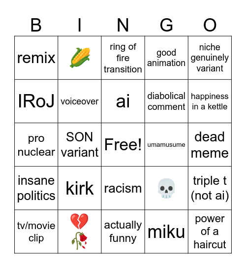 reels bingo Card