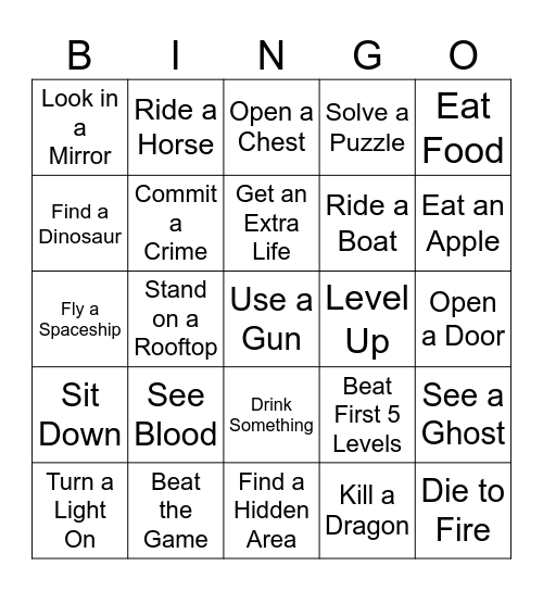 Any Game Bingo Card