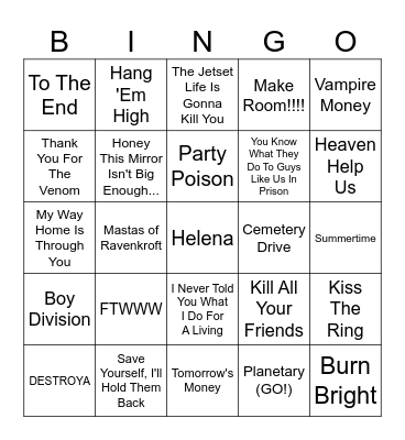MCR Bingo 2026 Bingo Card