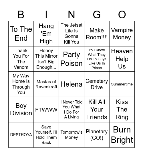 MCR Bingo 2026 Bingo Card