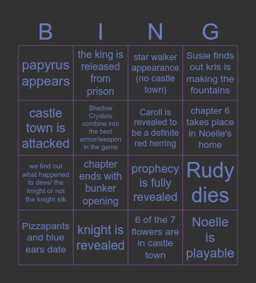 Chapter 6 deltaru- mmmph not here asgore~ Bingo Card
