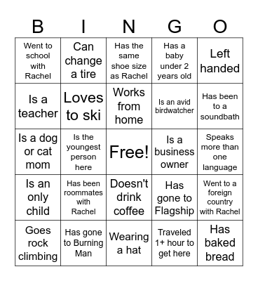 BORA Baby Shower Bingo Card