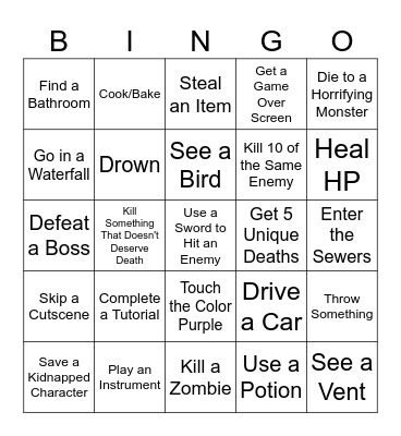 Any Game Bingo Card