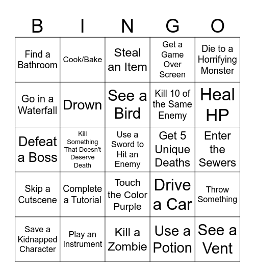 Any Game Bingo Card
