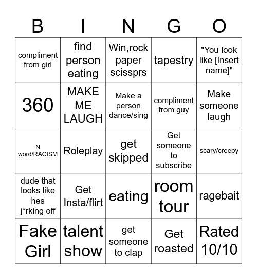 Omegle Bingo Card