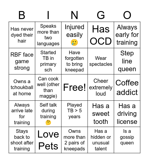 U23G bingo Card