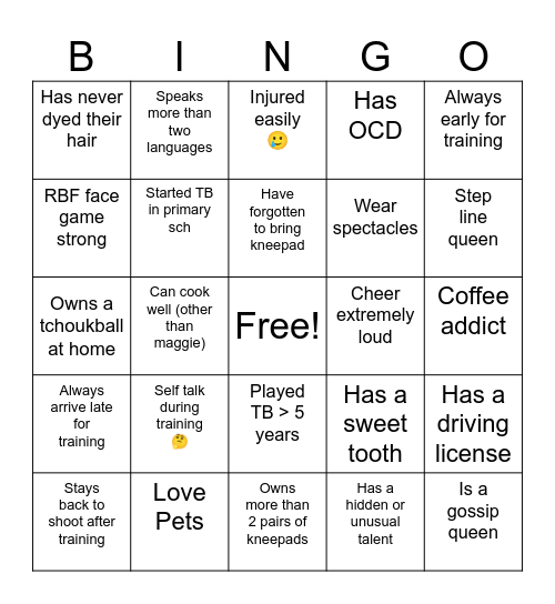 U23G bingo Card