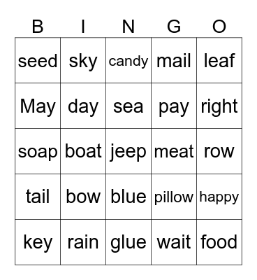 oxford phonics 3 Bingo Card