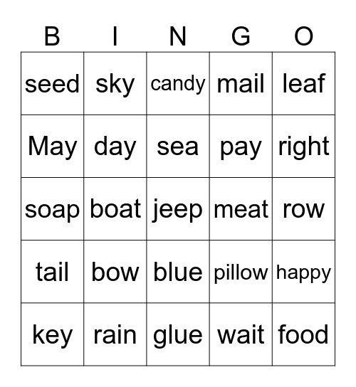 oxford phonics 3 Bingo Card