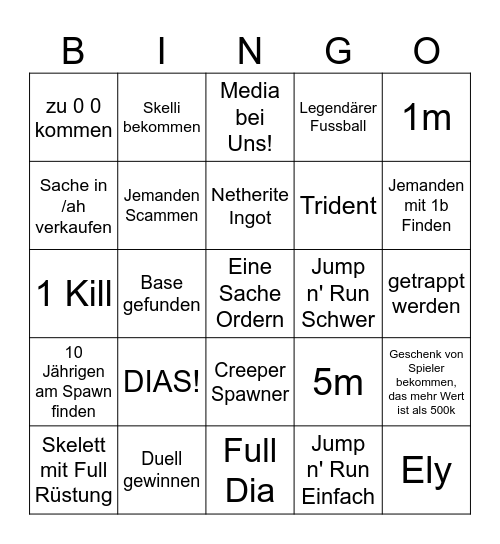 HugoSMP Bingo Card