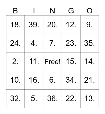Disney Bops Bingo Card