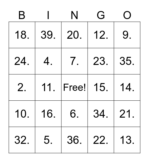 Disney Bops Bingo Card