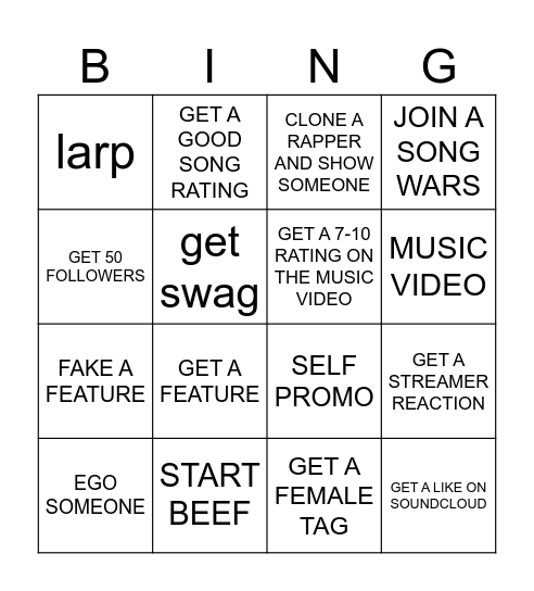 UNDERGROUND SPPED RUN Bingo Card