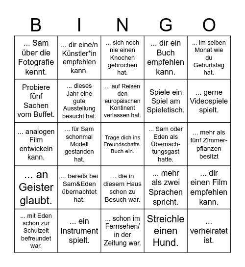 Finde eine Person, die.. Bingo Card