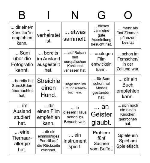 Finde eine Person, die ... Bingo Card