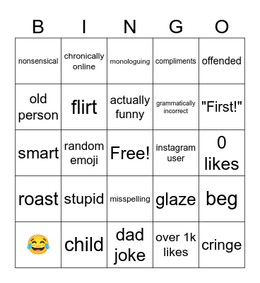 yt shorts comments bingo Card