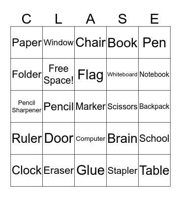 Classroomo Objectos Bingo Card