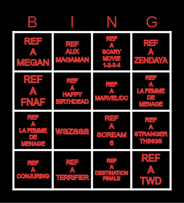 SCARY MOVIE BINGO Card