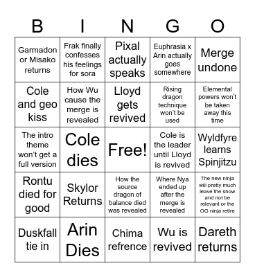 Dragons rising season five predictions Bingo Card
