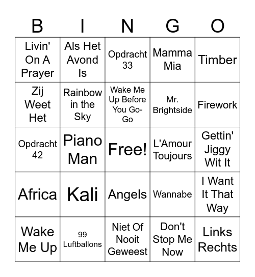 Zingo Bingo Card