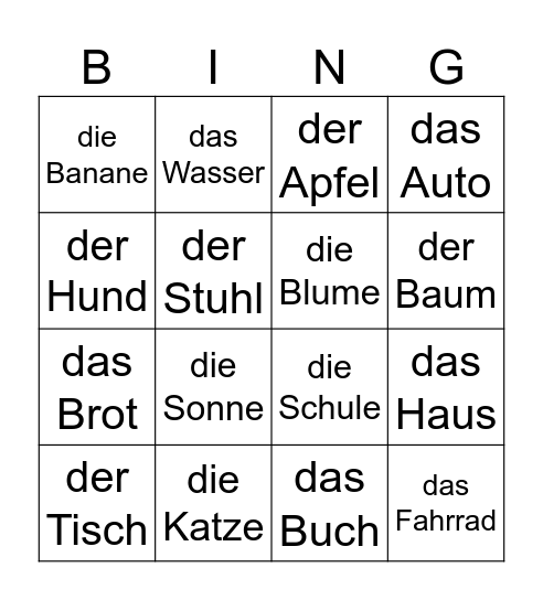 Deutsch macht Spaß Bingo Card