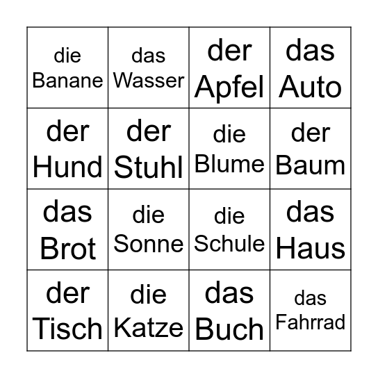 Deutsch macht Spaß Bingo Card