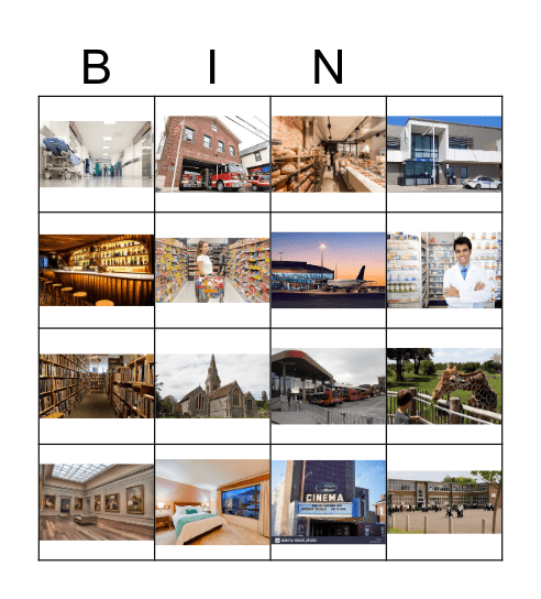 Places in the city Bingo Card