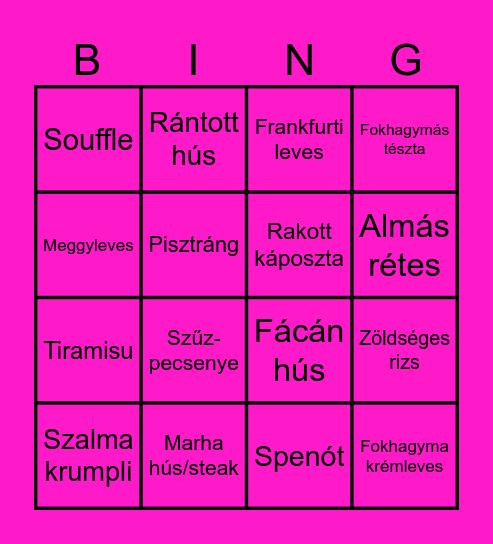 Parádsasvár Hotel 5. éjszaka Bingo Card