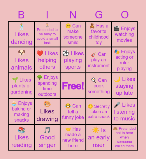 HUMAN BINGO: Get to know your co-residents Bingo Card