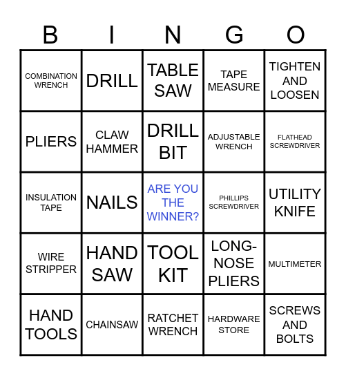 TOOLS Bingo Card