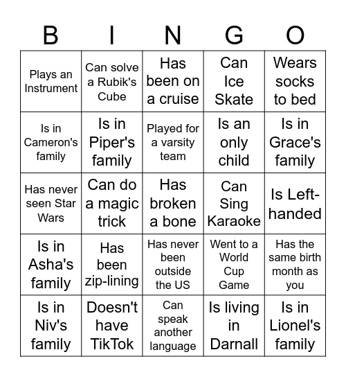 BUILD Bingo Card