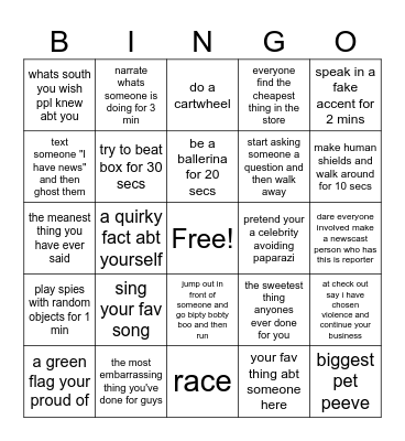 Evas birthday Bingo Card