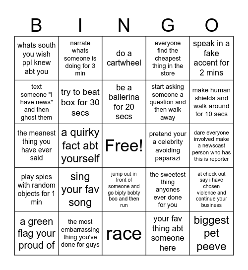 Evas birthday Bingo Card