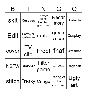 TikTok Bingo Card
