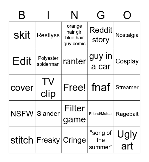 TikTok Bingo Card