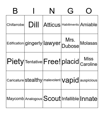TKAM Bingo Card