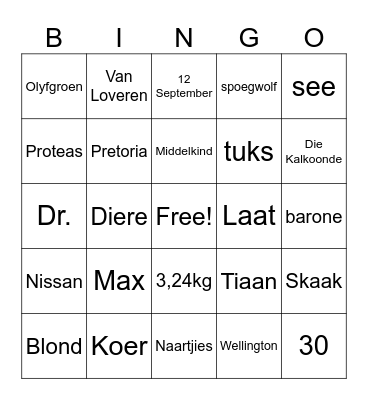 Zandri Bingo Card