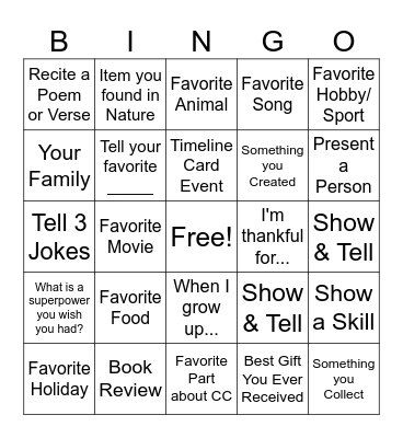 CC Cycle 3 BINGO Card