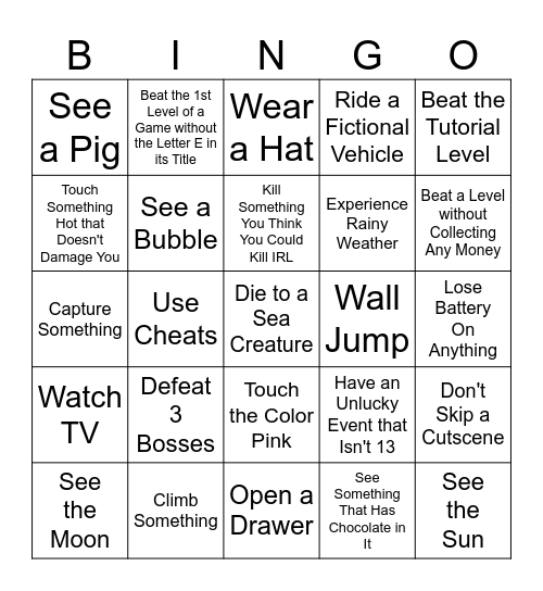 Any Game Bingo Card