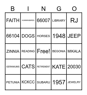 AUGUST BIRTHDAY BINGO Card
