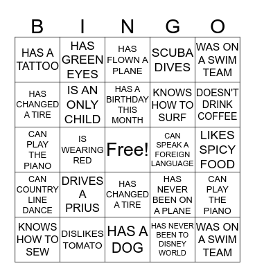 ICEBREAKER BINGO Card