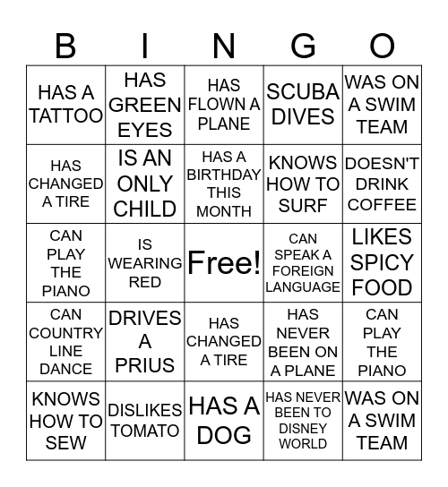 ICEBREAKER BINGO Card